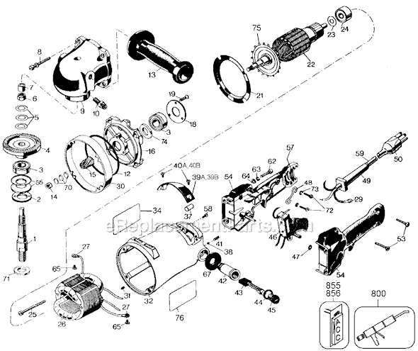 Page A Diagram and Parts List for 4076 Type 5 Black and Decker Sander Polisher